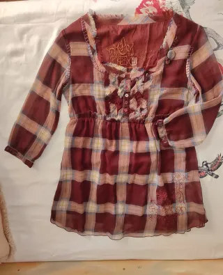 Blusa Desigual gasa cuadros