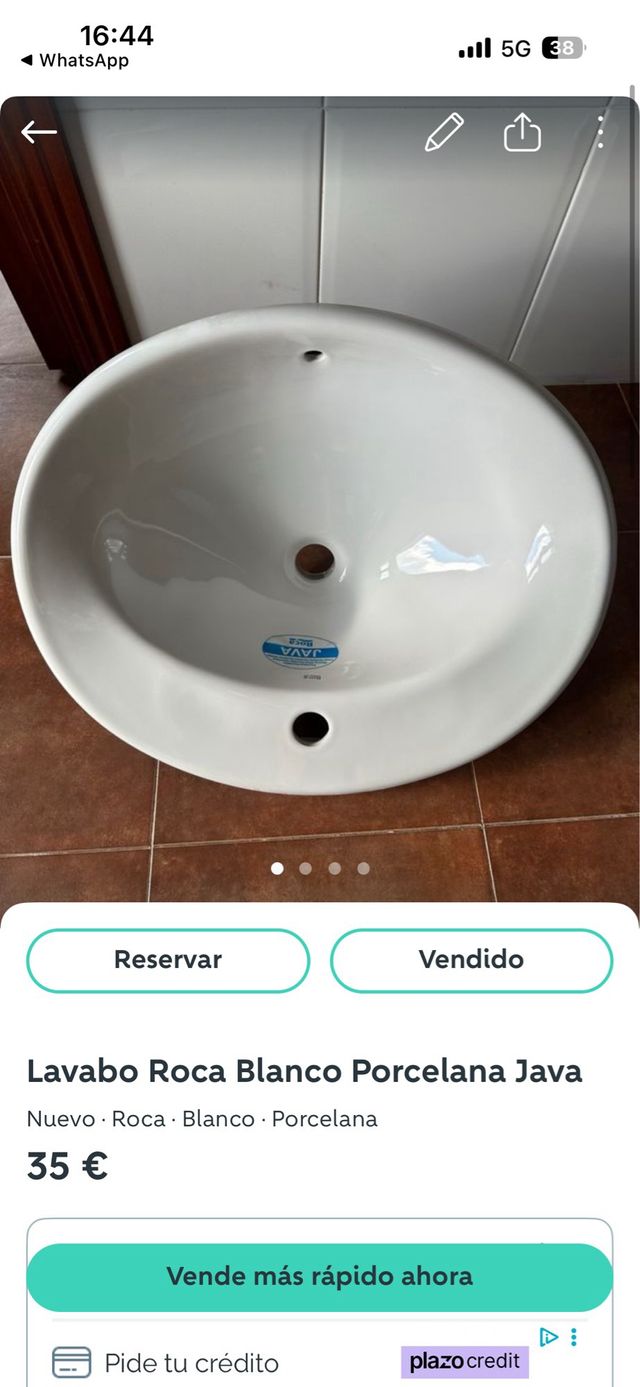 Lavabo Roca Porcelana Blanco Java