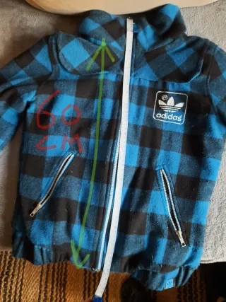 Abrigo Adidas cuadros azul y negro Talla 40