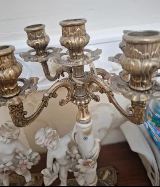 Candelabri in metallo e porcellana di capodimonte