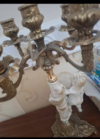 Candelabri in metallo e porcellana di capodimonte