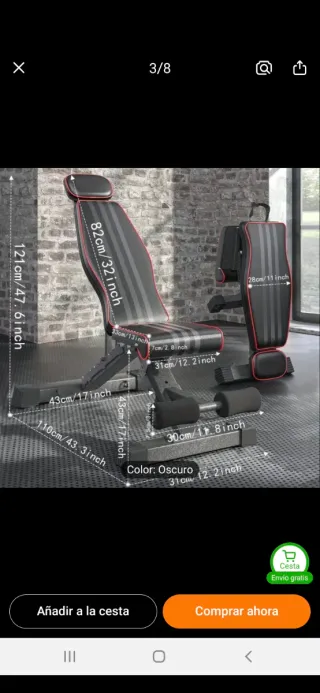 Banco de pesas con discos y barras