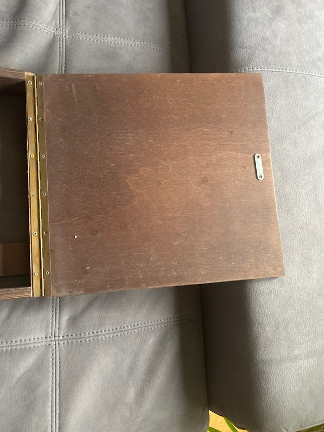 Caja decorativa madera y mimbre flores