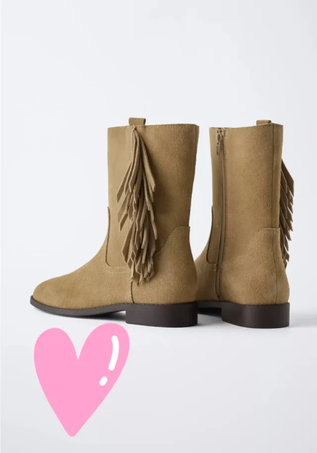 Botas Zara Beige con Flecos