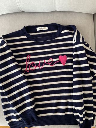 Jersey rayas azul y rosa love talla única (talla M