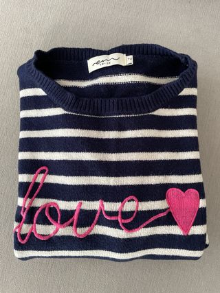 Jersey rayas azul y rosa love talla única (talla M