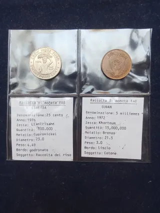 2 Monete FAO: Liberia 1976 & Sudan 1972