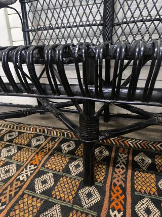 Banco doble de ratán vintage negro