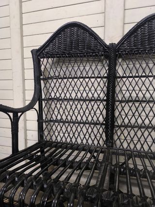 Banco doble de ratán vintage negro