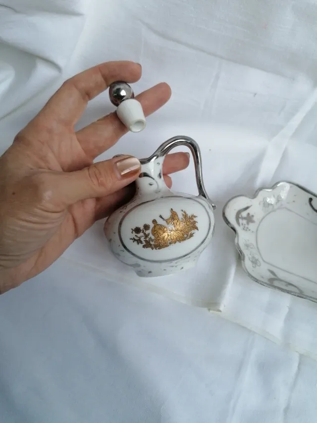 Set Aceitera y Vinagrera Mini Porcelana y Metal