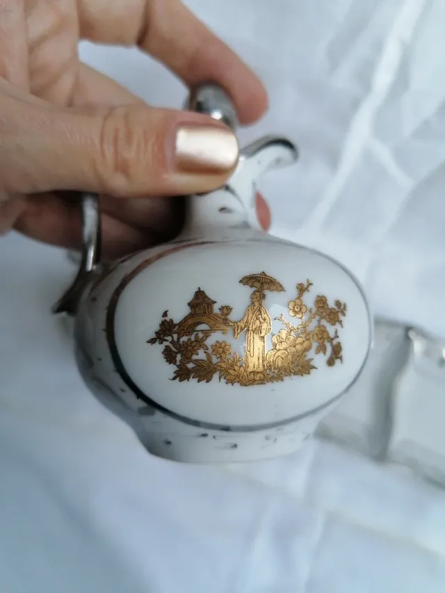 Set Aceitera y Vinagrera Mini Porcelana y Metal