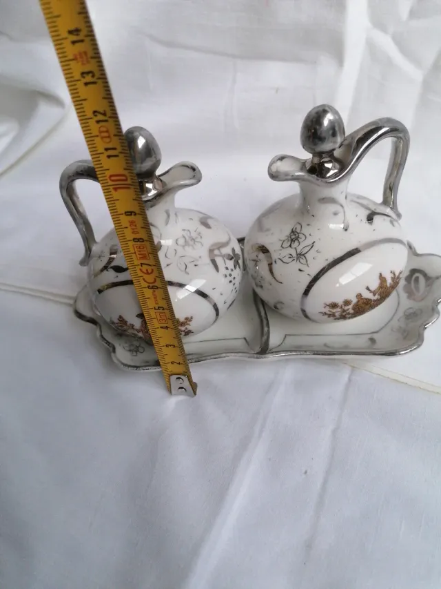 Set Aceitera y Vinagrera Mini Porcelana y Metal