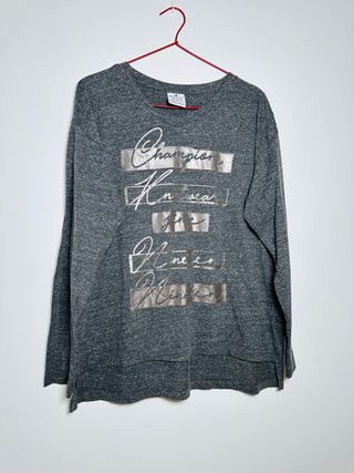 Camiseta Champion Manga Larga Gris Talla M