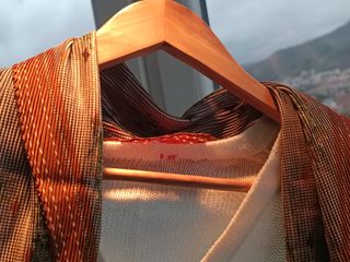 Completo donna beige e arancione