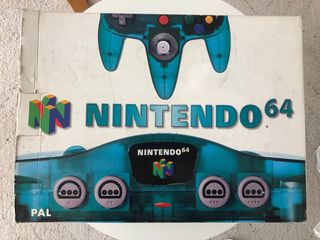 Consola Nintendo 64 turquesa transparente con caja