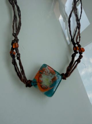 Pulsera con cristal naranja y turquesa