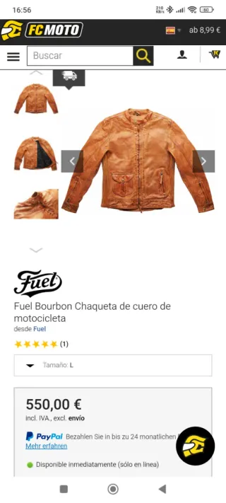 Chaqueta Moto Hombre Fuel Bourbon