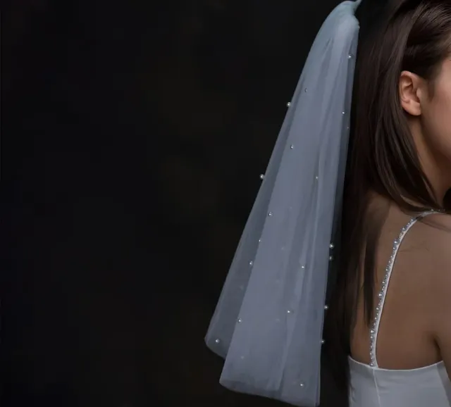 Velo de novia de 50cm con perlas