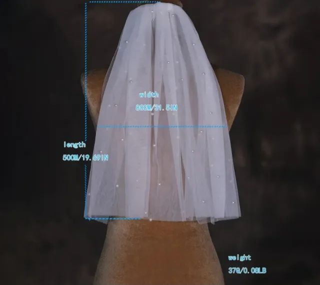 Velo de novia de 50cm con perlas