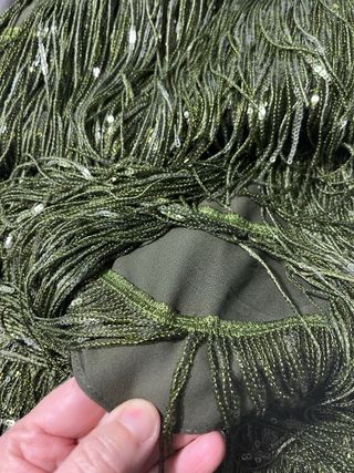 Falda Zara flecos lentejuelas verde coleccion T/L