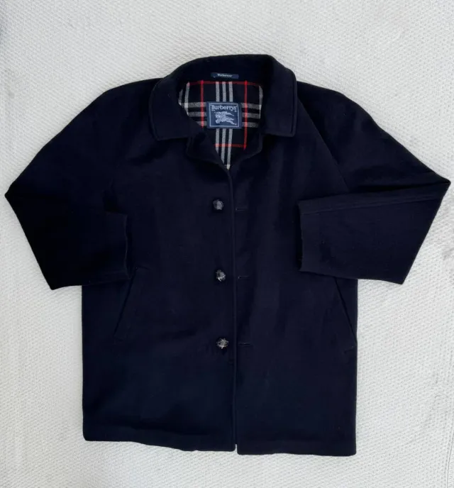 Abrigo Burberry Lana Clásico Vintage Azul