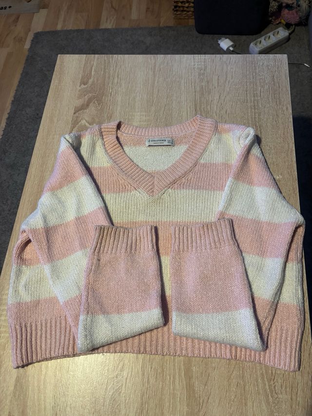 Jersey Stradivarius rayas rosa y blanco Talla S