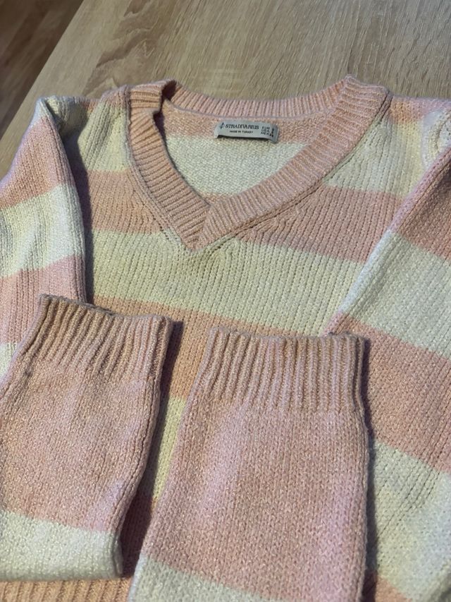 Jersey Stradivarius rayas rosa y blanco Talla S