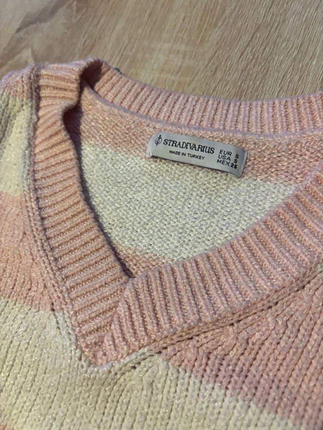 Jersey Stradivarius rayas rosa y blanco Talla S