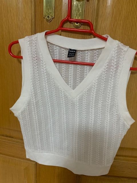 Chaleco SHEIN blanco espiga