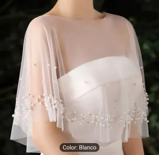 Chal de novia transparente con perlas