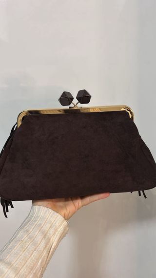 Borsa marrone con frange