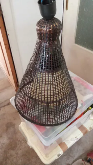 Lampadario con inserti in pelle
