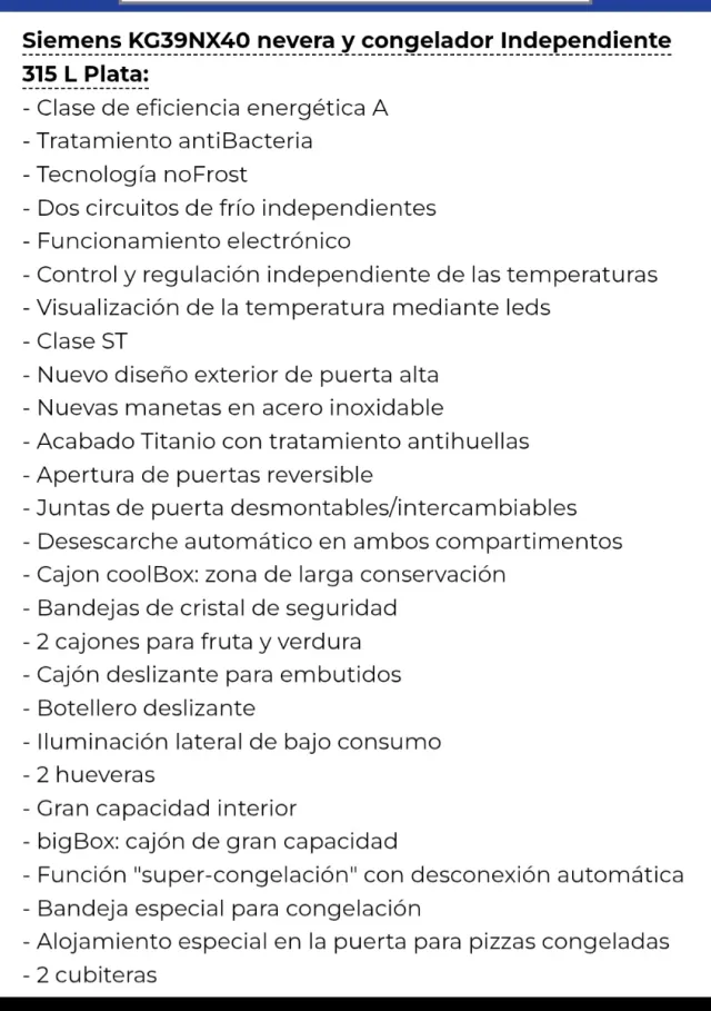 NEVERA SIEMENS NOFROST INOX CLASE A SEGUNDAMANO