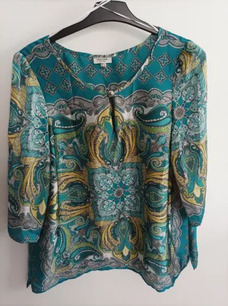 Blusa Cortefiel Estampado Paisley Talla XL