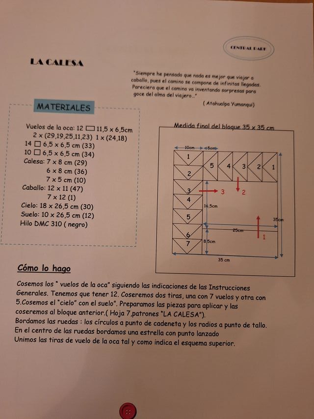 Patrón para el quilt Central Park. Patchwork