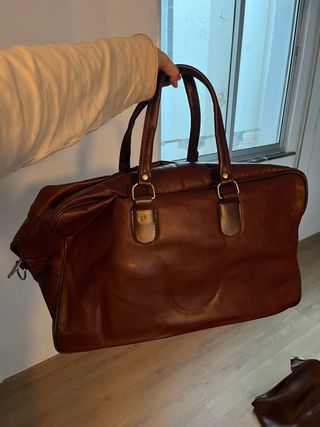 bolsa de viaje vintage sin usar, de cuero
