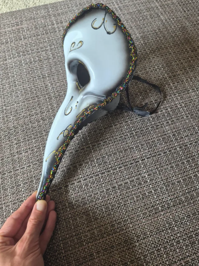 Máscara Veneciana Original Blanca y Dorada