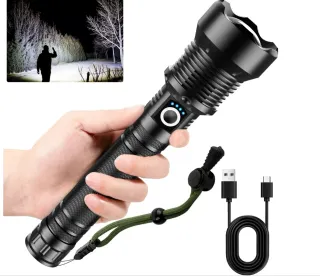 Torcia Ricaricabile con LED p60 2 Batterie USB