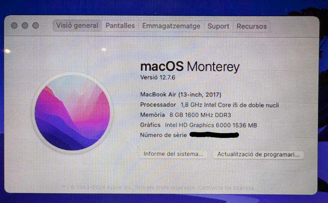 MacBook Air 13” (2017) i5 8GB RAM 512GB SSD