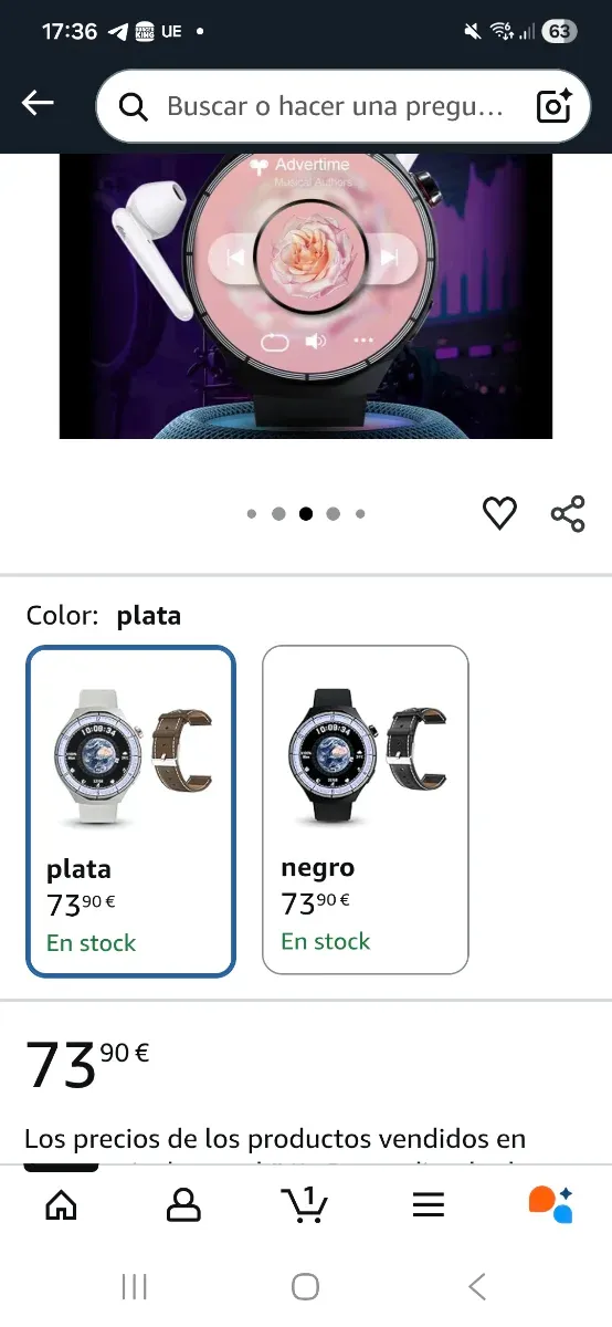 Smartwatch multicolor y plateado