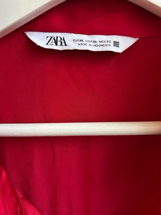 Camisa Zara Seda Oversize XL Roja