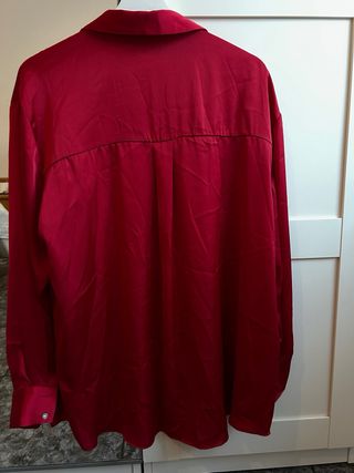 Camisa Zara Seda Oversize XL Roja