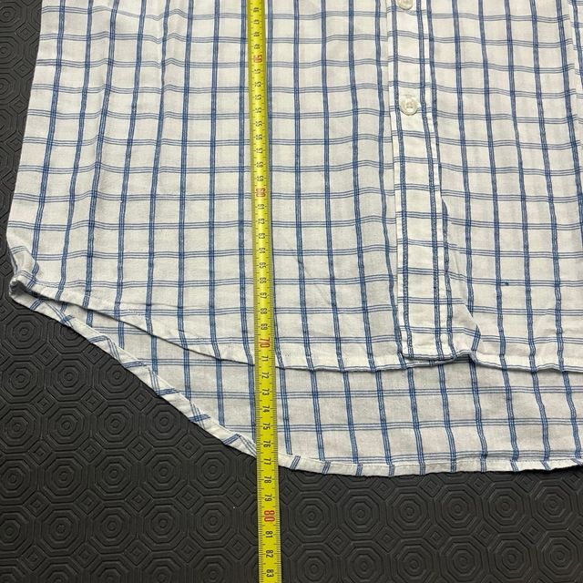 Camisa Vintage Fila Xadrez Azul e Branca S