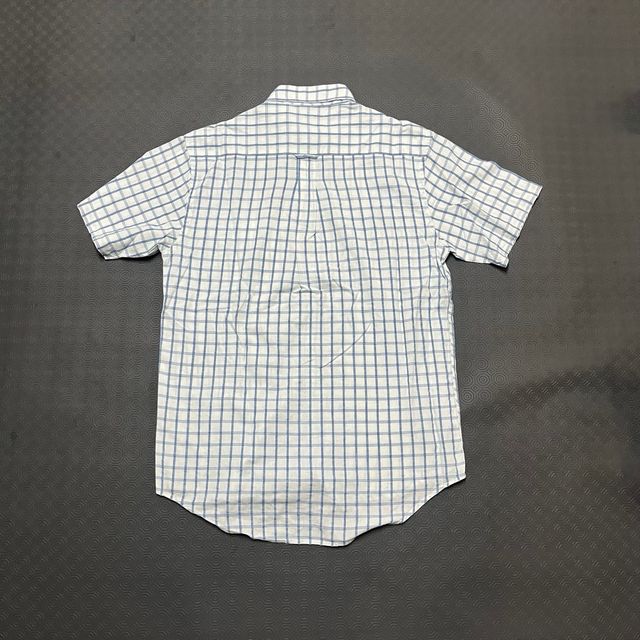 Camisa Vintage Fila Xadrez Azul e Branca S