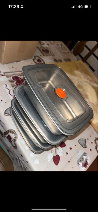 Set 4 Contenitori Alluminio 1L Coperchio Salva Fre