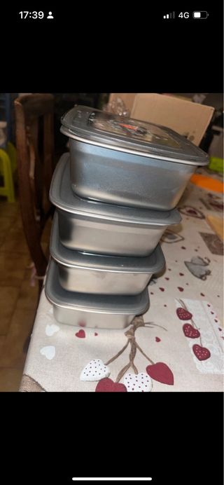 Set 4 Contenitori Alluminio 1L Coperchio Salva Fre