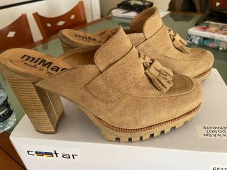 Mules Tacón miMao Beige Ante