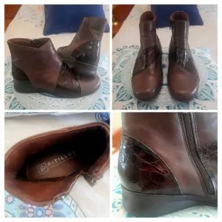 Pitillos Botines Cuero y Charol marrón mujer 36.