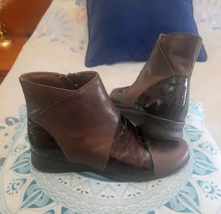 Pitillos Botines Cuero y Charol marrón mujer 36.