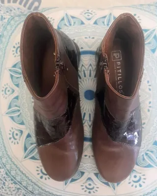 Pitillos Botines Cuero y Charol marrón mujer 36.
